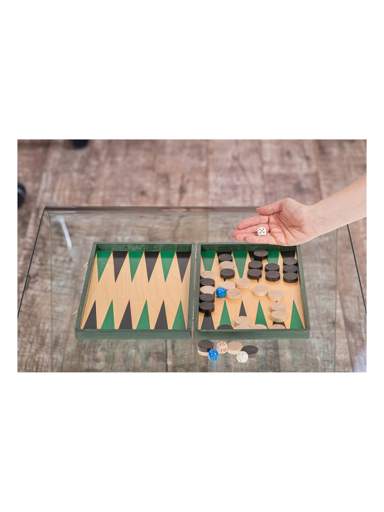 Backgammon z drewna  33 Green  - sklep-szachy.mom