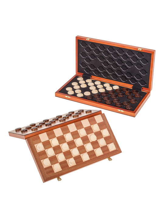 Chess Checkers Magnetic 380 - Mahogany L - sklep-szachy.mom