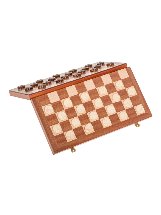 Chess Checkers Magnetic 380 - Mahogany L - sklep-szachy.mom
